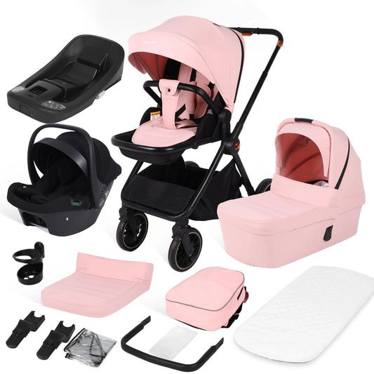 4-in-1-Kinderwagen mit Babyschale und ISOFIX-Basis, multifunktionaler, umkehrbarer Kinderwagen für Neugeborene, Hochsitz-Reisesystem by Golden Bridge Store