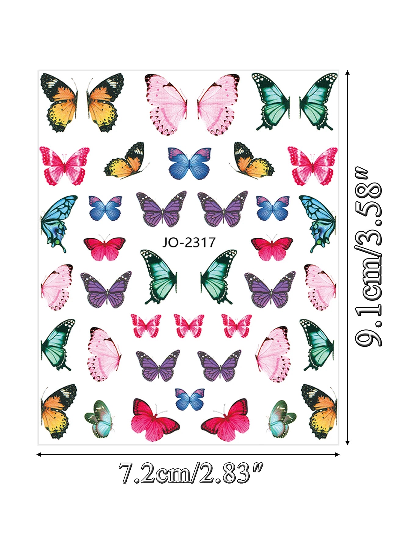 Choice ZH-Q0661 Schmetterling Nail Art - 3 Blatt 7.2x9.1cm