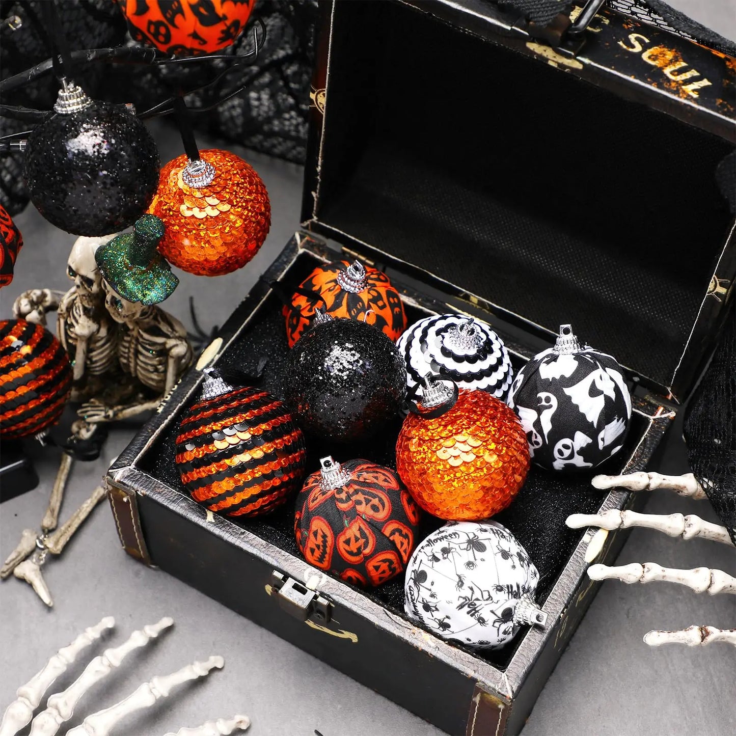 Guangdong Halloween Kugeln Bruchsicher - Inhalt 16 Stk Größe 5 Cm