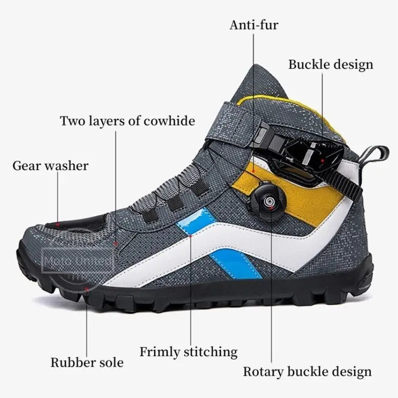 Ghete de motocicletă CN Guangdong cu talpă antiderapantă - Mărimea 39-45 Ghete din piele de vacă