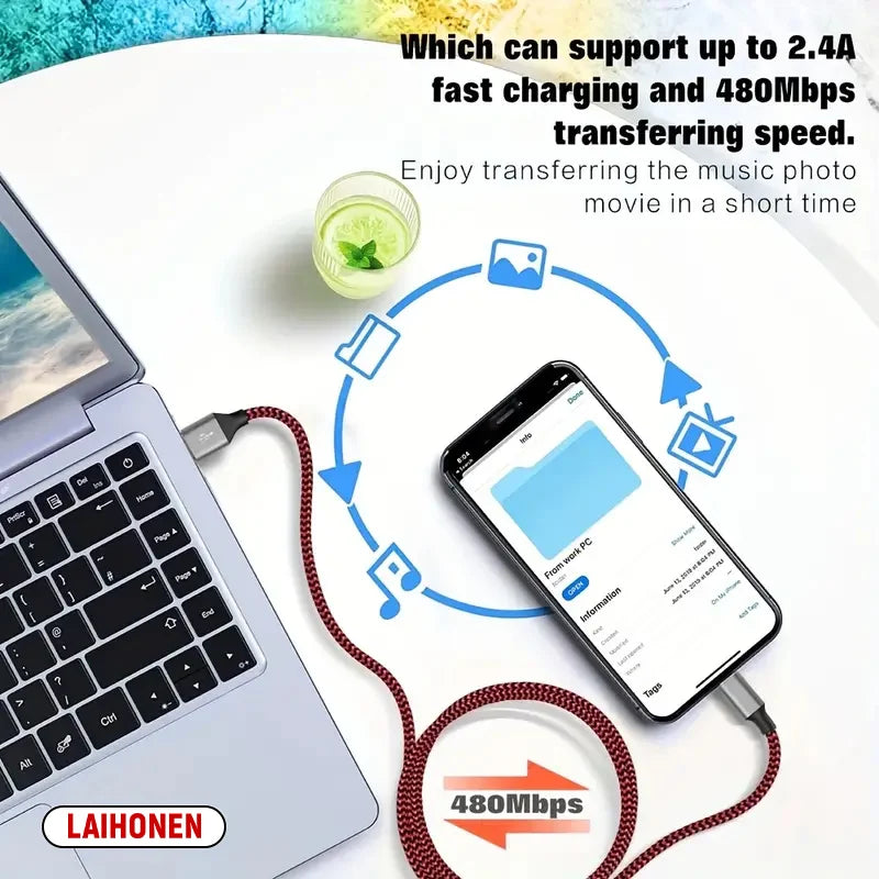 LAIHONEN AL-BZ-001 MFi Lightning-Kabel - 1-3m, 12W, Nylon