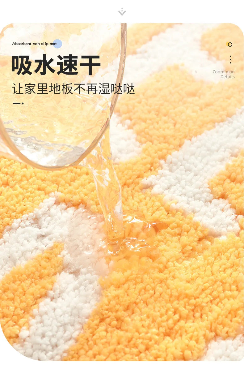 Creativity Doormat Cartoon Fruit Carpet Flocking Non-slip Bath Mat Lemon Peach Home Land Pad Bedroom Toilet Doorway Floor Mat