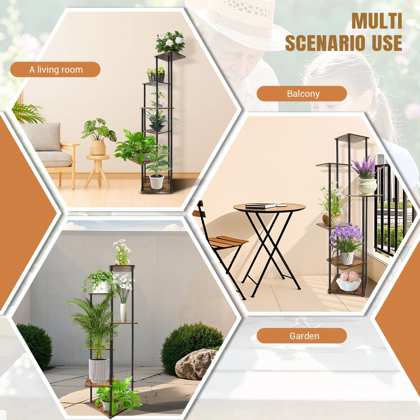 NatureLine Pflanzenständer 4 Bis 6-Stufig Metall Innen 80-132 cm