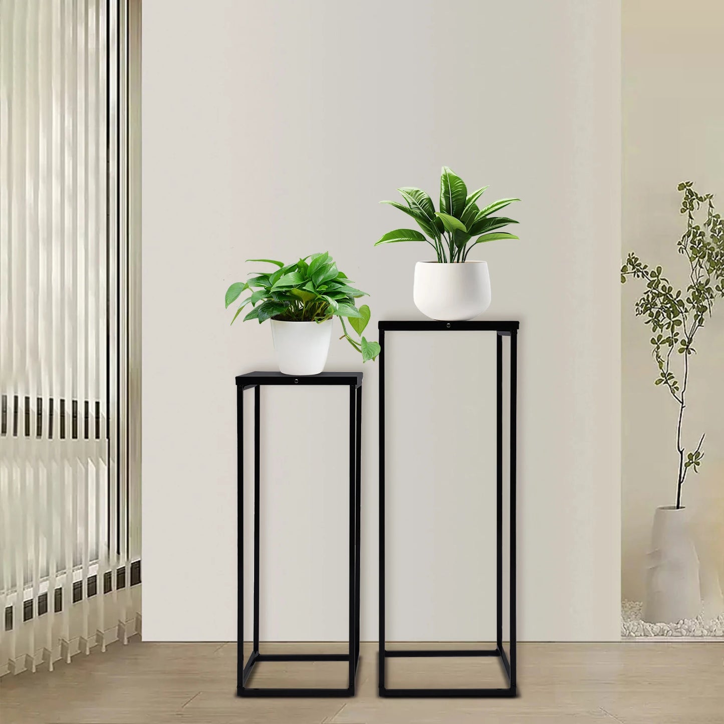 Bymaocar Pflanzenständer-Set 70/60 cm Metall Tragfähigkeit 4-5 kg