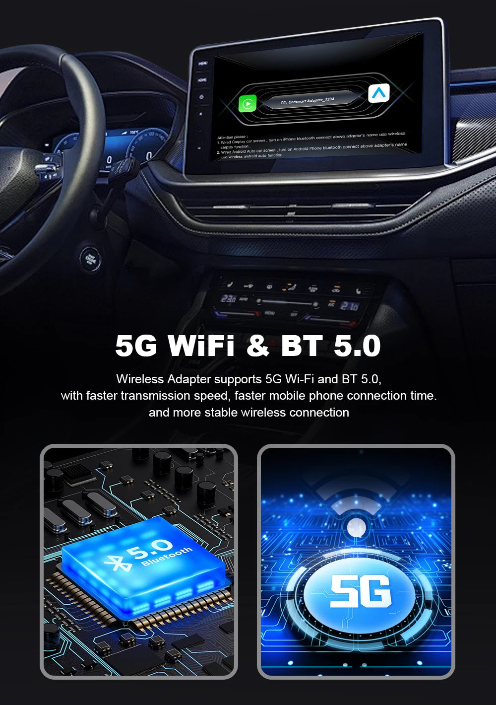 IHeylinkit 2024 New 2 In 1 Mini Wireless Carplay Android auto Wireless Adapter Smart connectivity for most vehicle models