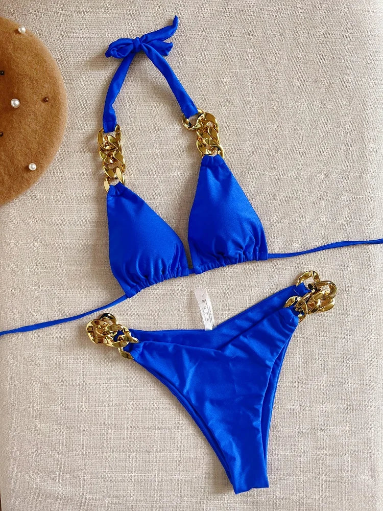 RUOTONGSEPT Elegant Bikini 2025: Verbesserte Unterstützung Nylon Dreieck Badeanzug - Brasilianischer Bikini Set Halter Schwimmbekleidung Frauen 2-teilig
