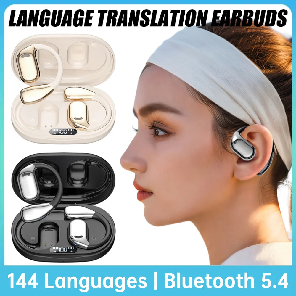 144 Sprachen AI-Übersetzungs-Ohrhörer Wireless Bluetooth 5.4 Sprachübersetzer-Gerät Touch-Control-Übersetzungs-Ohrhörer Geschenk