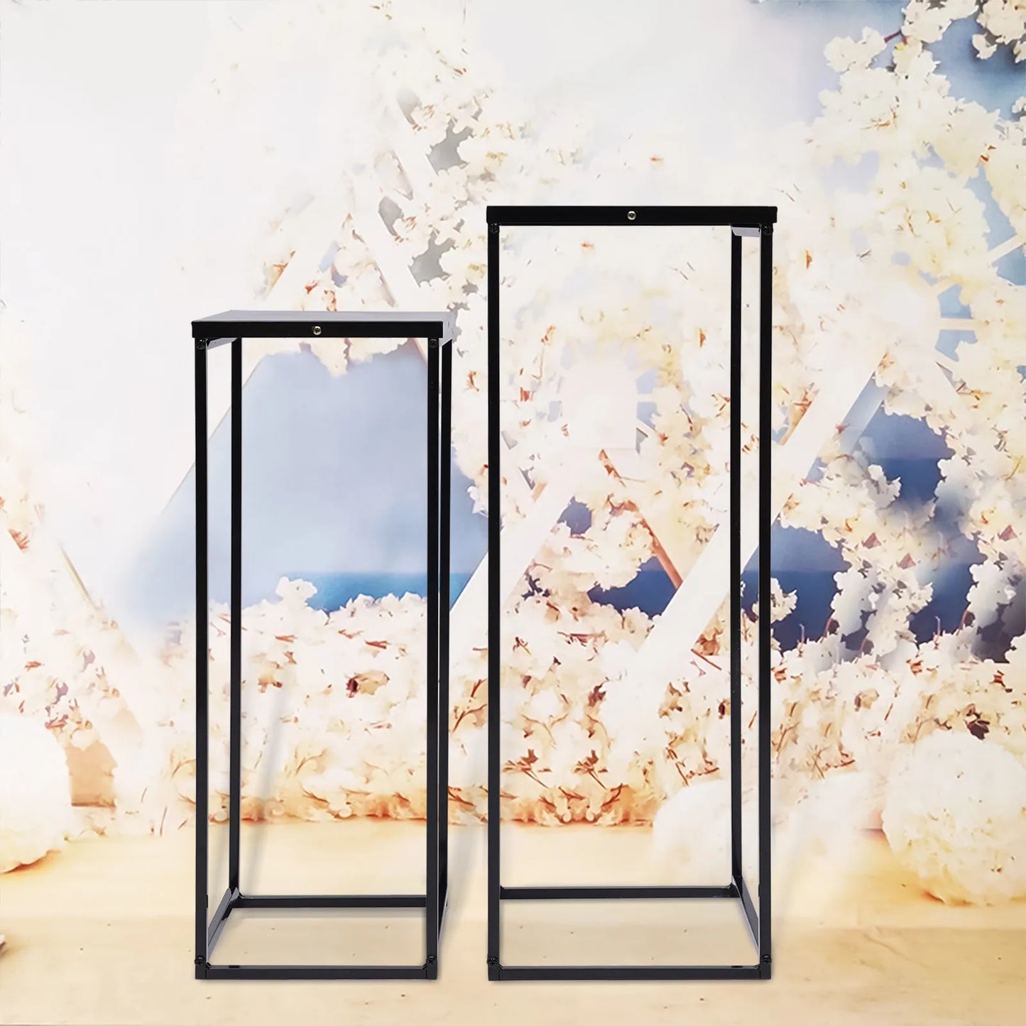 NONE Pflanzenständer Metall Quadrat Schwarz Terrasse Garten Wohnzimmer