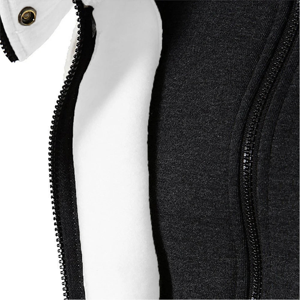 Zipper Slim Fit Fleece-Bomber mit Kapuze - S/M/L, Slim