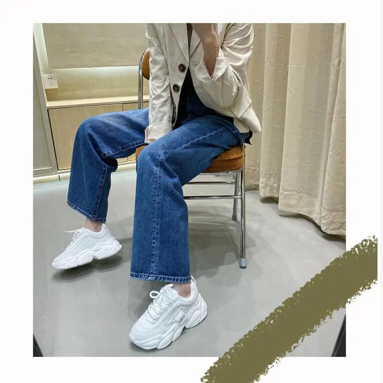 YBQJOO Damen Sneaker Atmungsaktiv - PU 3-5 Cm Plattform