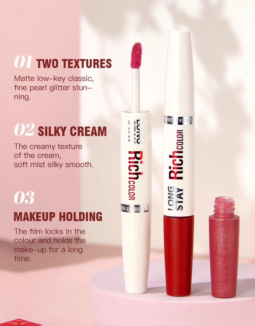 Double Head Matte Liquid Lipstick & Lip Plumper Oil Waterproof Long-Lasting Makeup Lip Balm Reduce Fine Lines Lipgloss Cosmetics
