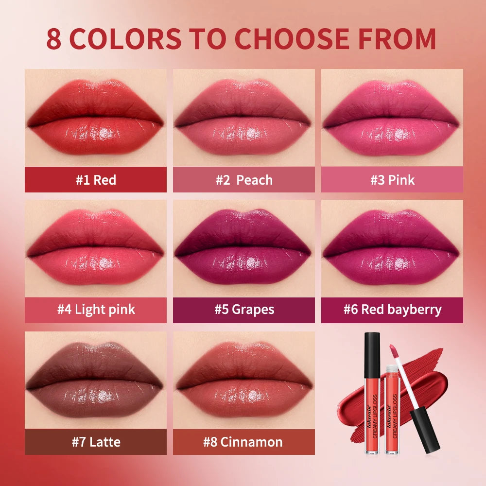 Lipgloss Cream Texture Lipstick Semi-Matte Long Lasting Do Not Fade 8 Colors Experience Richly-Pigmented Shades Peach Makeup