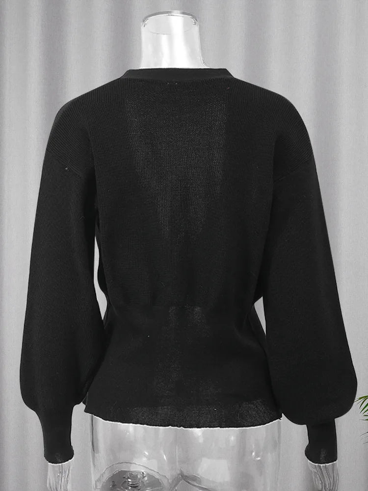 Luna Damen-Strickjacke V-Ausschnitt - Langarm, Knopf, M-L/XL