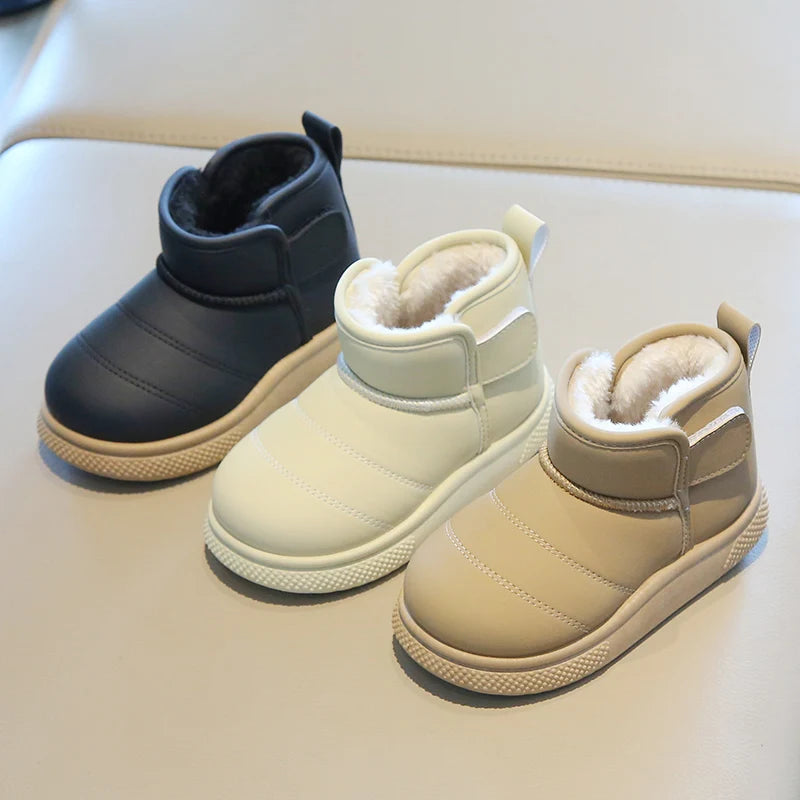 Kinder Schneestiefel Prägnanter Stil Plüsch Chunky Winter Kinder Kurzstiefel Einfarbig Slip-on Unisex Klassische Jungen Mädchen Schuhe