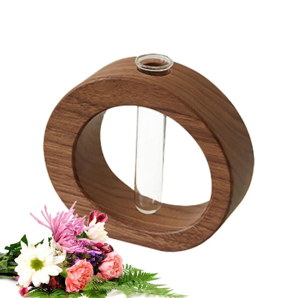 Wooden Hydroponic Flower Pot Home Vase Decor Transparent Imitation Glass Soilless Plant Pots Green Plant Pot For Home Decoration