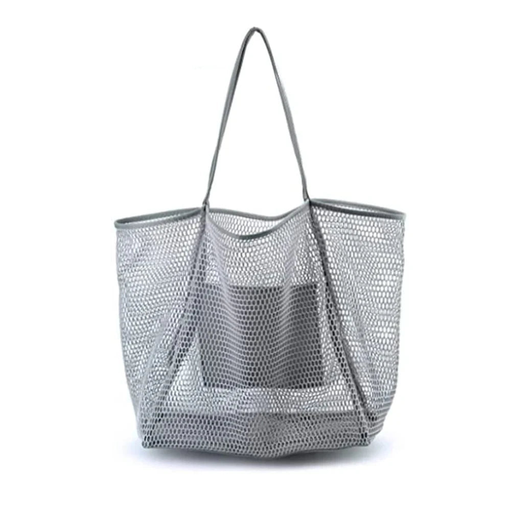 Women Swimming Beach Mesh Bag Ladies Shoulder Bag Large-capacity Travel Portable Storage Bag Multifunction Handbag