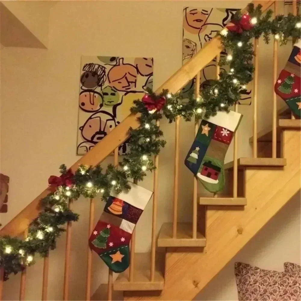 2,7 m Weihnachts-LED-Rattan-Girlande, dekorative Treppe, Kamin, Weihnachtsdekoration, Weihnachtsbaum, Rattan-Banner, Zuhause, Treppen-Anhänger