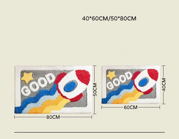Cartoon Doormat Home Entrance/Hallway Tufted Rug Creative Design Non-Slip Bathroom Carpet Water Absorb Kitchen Rug Kids Bedroom