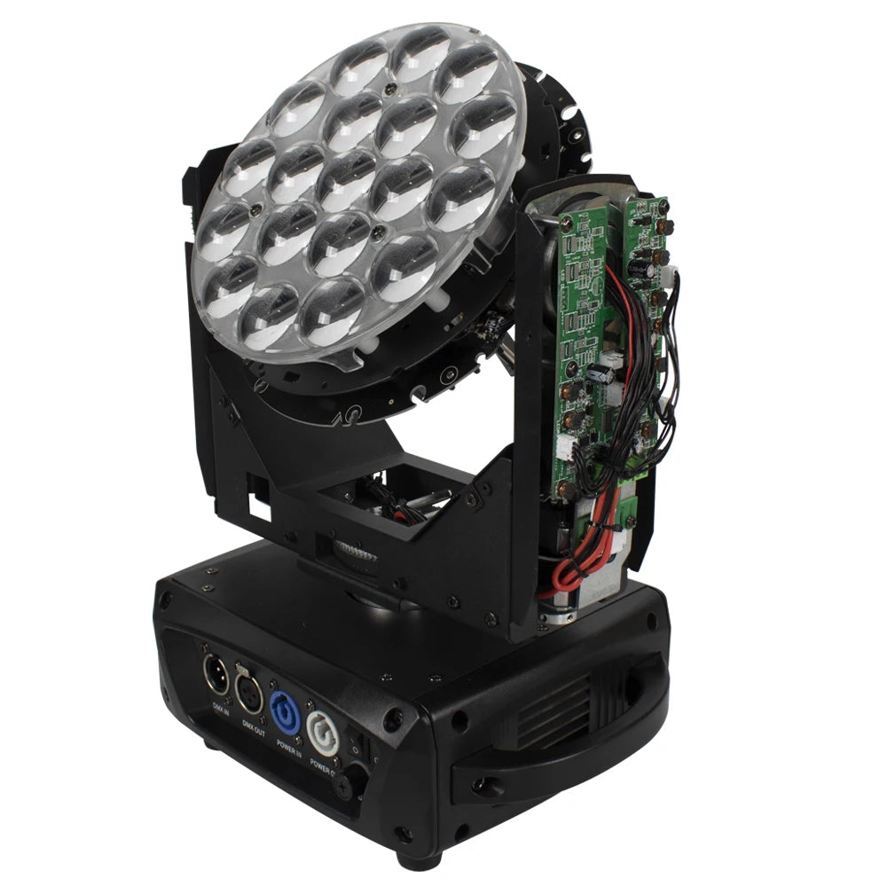 SHEHDS LED Zoom 19x15W RGBW Moving Head Light Beam Wash Effect Flight Case for DJ Disco Christmas Concerts Weddings Parties