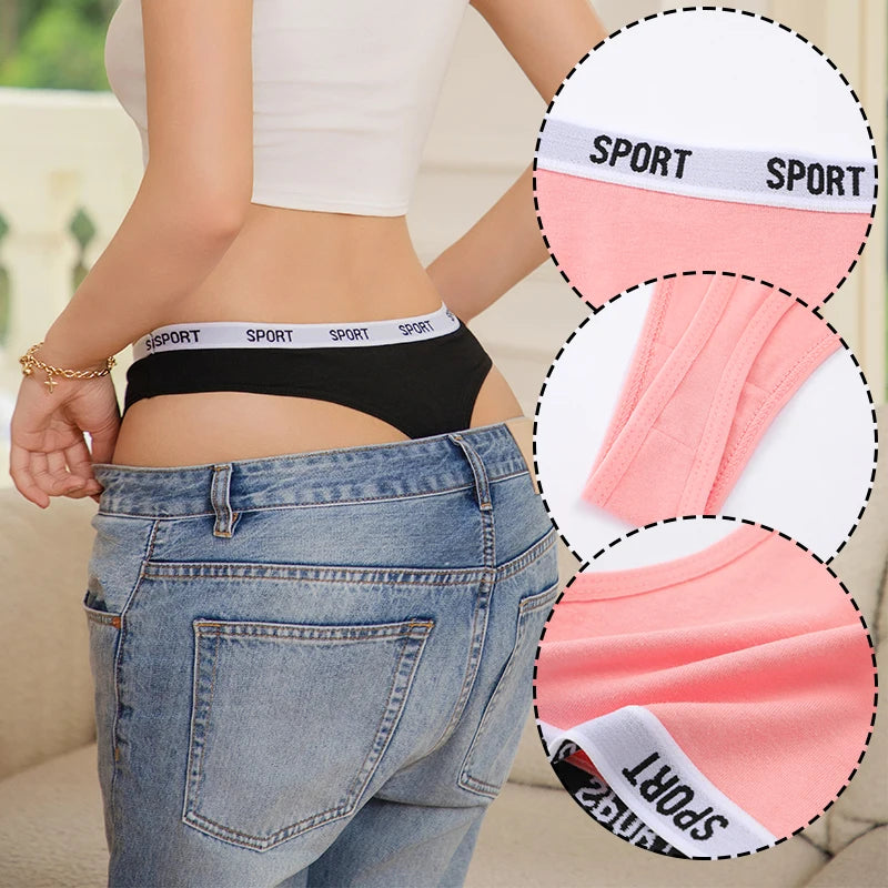 FINETOO Damen-Unterwäsche 2025 - 4er-Set Baumwoll-Strings für Sport elegante Marken-Tangas