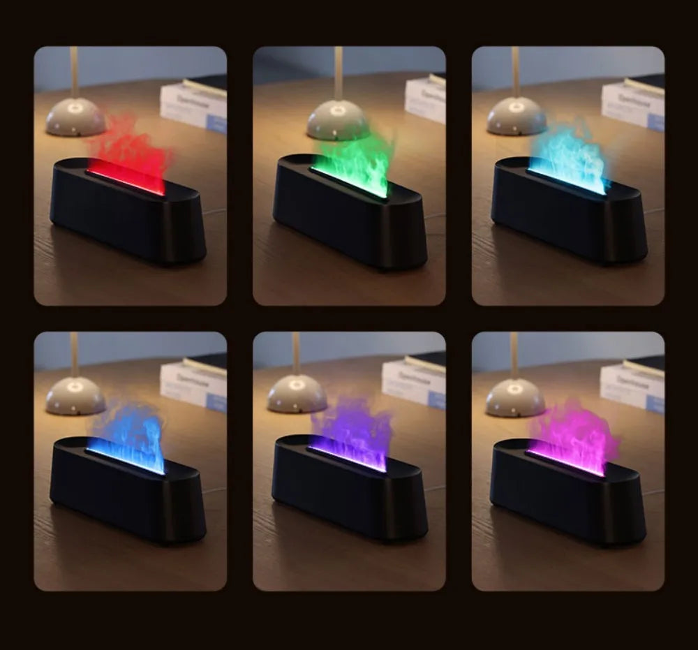 Humidifier Flame Aromatherapy Diffuser Can Add Essential Oils 7 Colours Flame Diffuser Timing Protection USB Desktop Humidifier