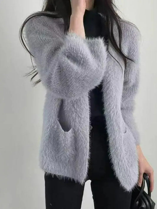 Fuyubetter V-Ausschnitt Strickjacke - Größe M, Gewicht 120–220 g/m²