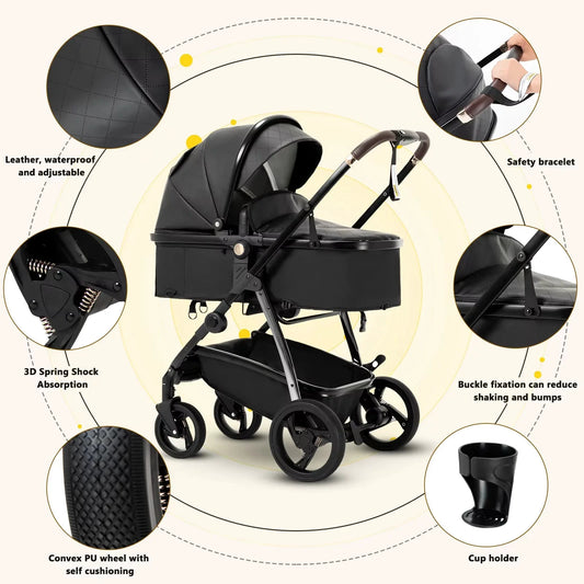 3in1 Kinderwagen Tragbar Luxus Reisekinderwagen Neugeborene Babytrage