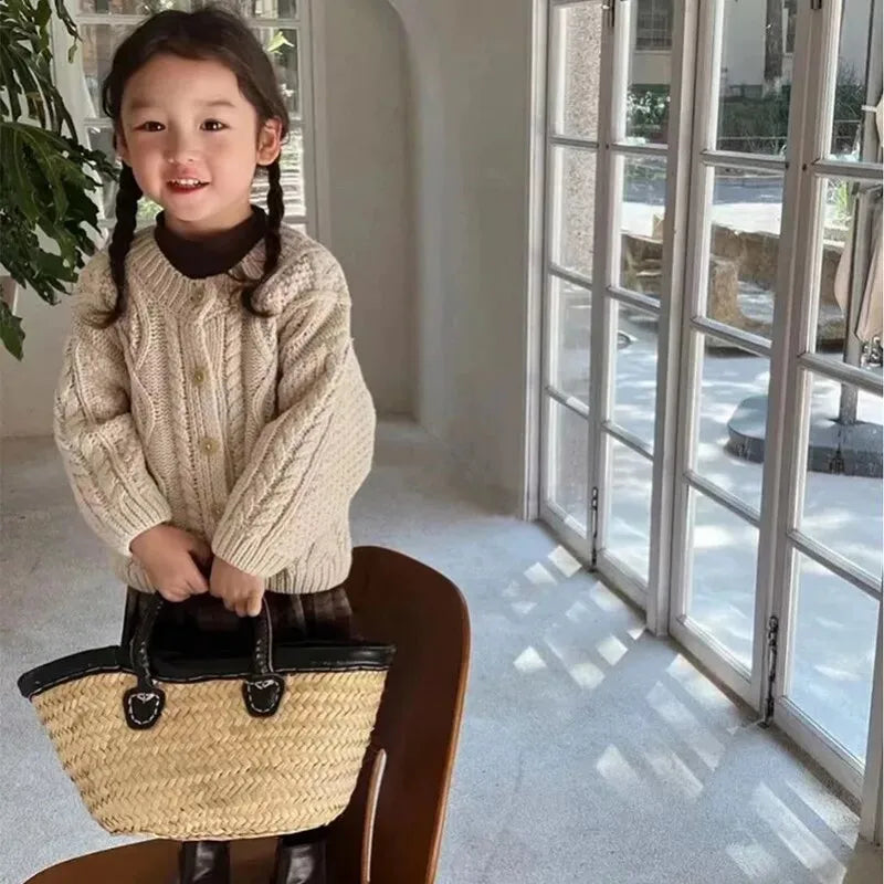 BabyStyle Strickjacke Mädchen Rundhals - Rot Gr.3-6 Unisex