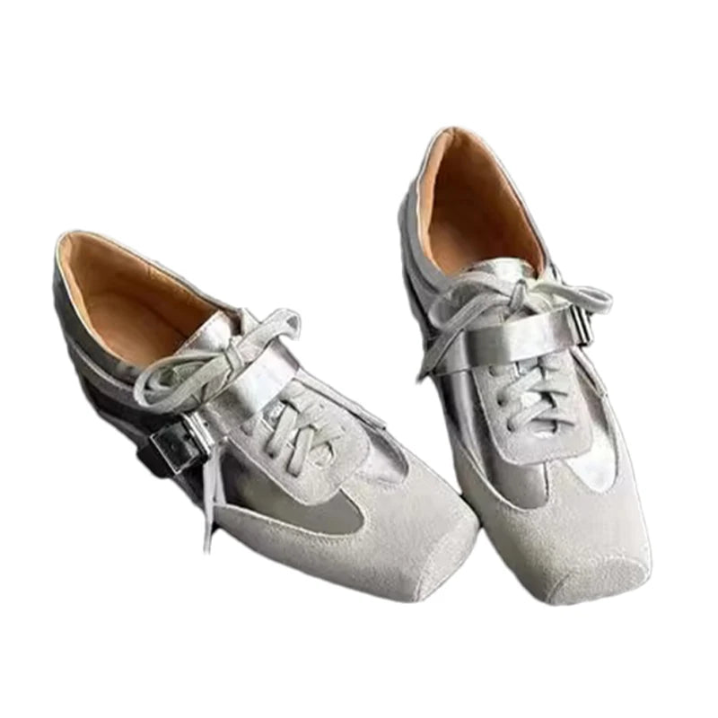 Flats Women's Sneakers Square Toe Casual Sports Shoes Brand Designer 2025 Fashion Loafers Summer Shoes New Zapatillas De Mujer