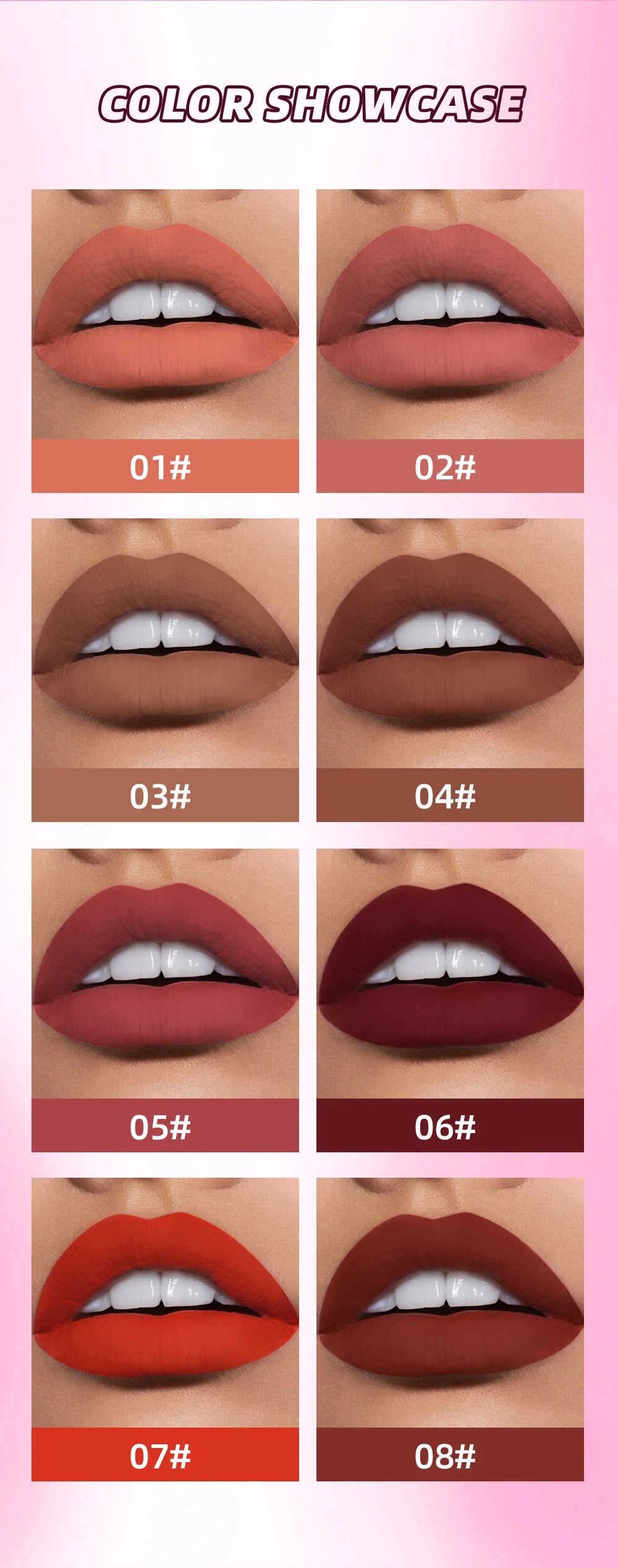 QiBest Matte Lipgloss Waterproof - 8 Farben 5ml Langanhaltend