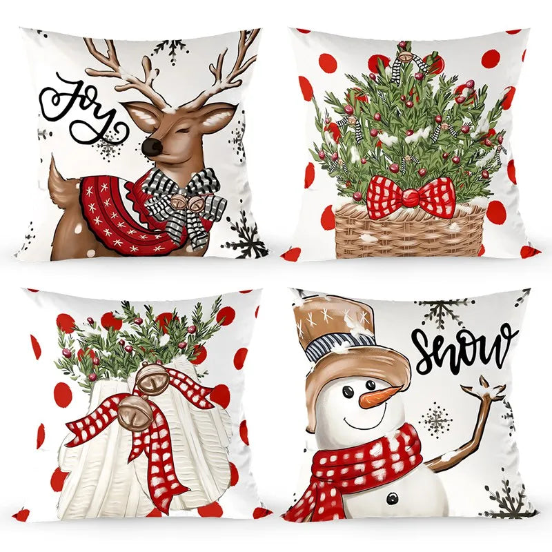 4pcs Christmas Cushion Cover Pillowcase Merry Christmas Decoration Linen Pillow Cases Home 2025 Xmas Gifts Pillow Covers 2026