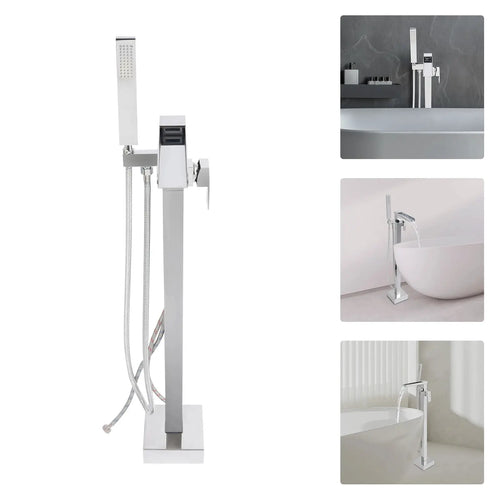 Freistehender Badehahn, Wasserhahn mit Handbrause, Badewanne, Badewanne, Duscharmaturen, bodenstehender Wasserhahn, Wasserfallmischer