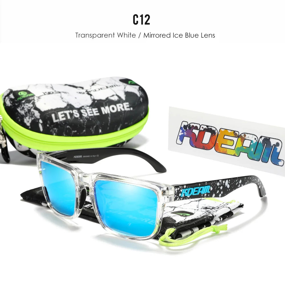 KDEAM Herren Polarisierte Sonnenbrille Quadratisch Casual Outdoor Sonnen Brille Frauen Unisex Sonnenbrille für Paare mit Neuer Verpackung
