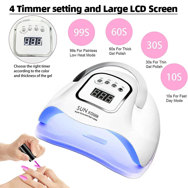 SUN X12 MAX UV LED Nail Lamp For Manicure 66 Led UV Lamp For Nails Gel Polish Dryer With Smart Sensor Professional Salon Tool
