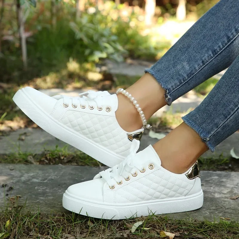 Zhejiang JD-H53 Komfort Sneakers - Weiß PU Flach 36-41