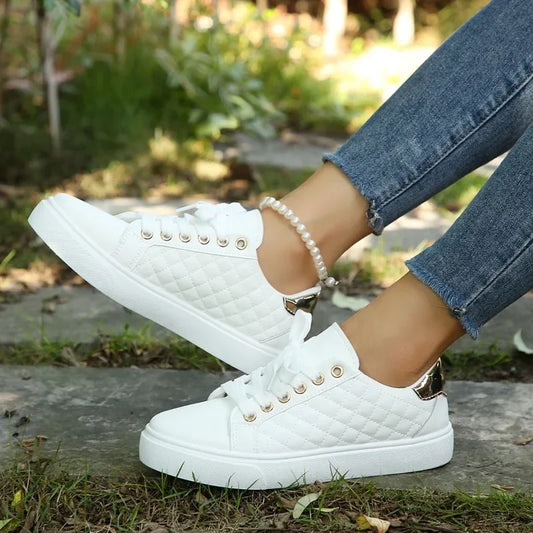 Zhejiang JD-H53 Komfort Sneakers - Weiß PU Flach 36-41