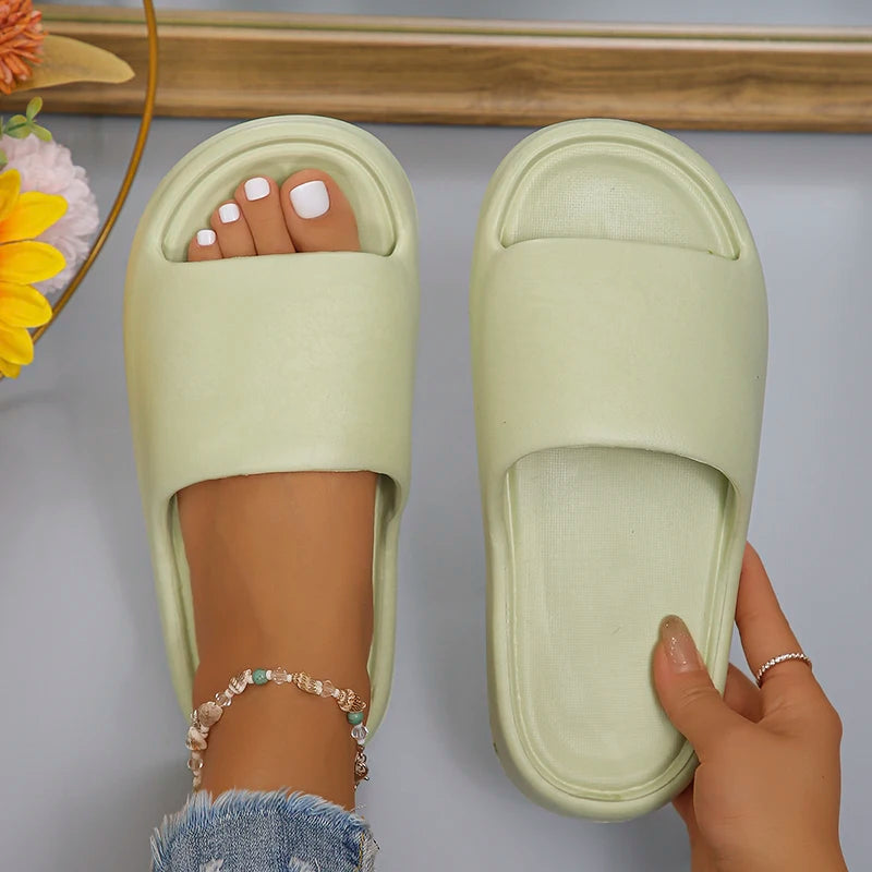 Lucyever 2024 Weich Sohle Eva Hausschuhe für Frauen Leichtgewicht Rutschfest Heim Hausschuhe Frau Sommer Dick Plattform Strand Flip Flops