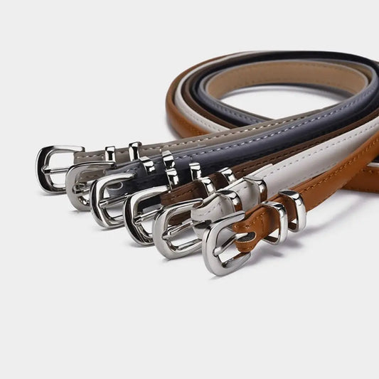 Zhejiang PU Leder Gürtel Elegant - 105 cm Dünn Silber Jeans
