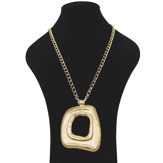 ZXZCN Lange Goldkette Unregelmäßiger Anhänger - Zink 60cm