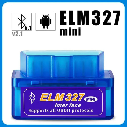Mini ELM327 V2.1 Bluetooth Scanner 2025 - OBD2 Auto Diagnosegerät Android - Smart Scan Tool Blau