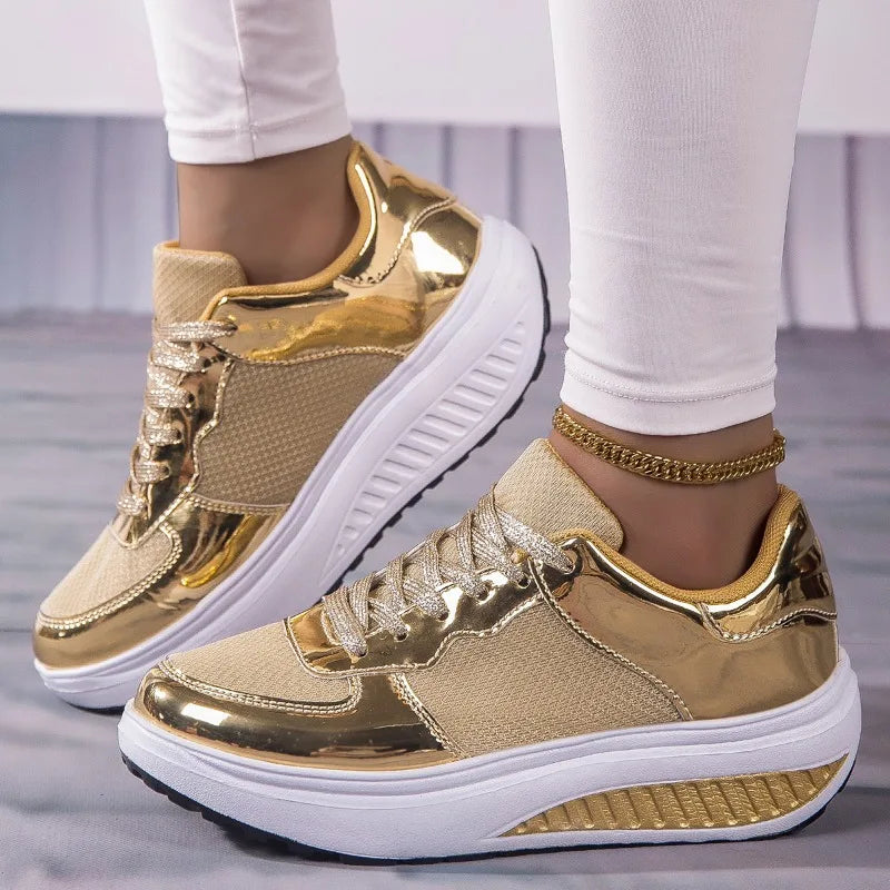 Women's Shoes Flat Anti Slip Outdoor Walking Shoes for Women Sneakers Womens Wedge Sneakers Casual Thick-soled Vulcanized Shoes