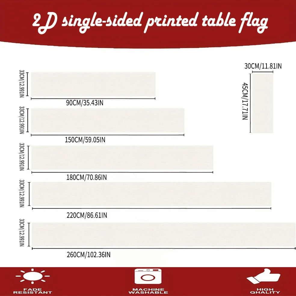 Christmas Table Runner many sizes 2D print burgundy gold snowflake linen feel polyester dining coffee warm