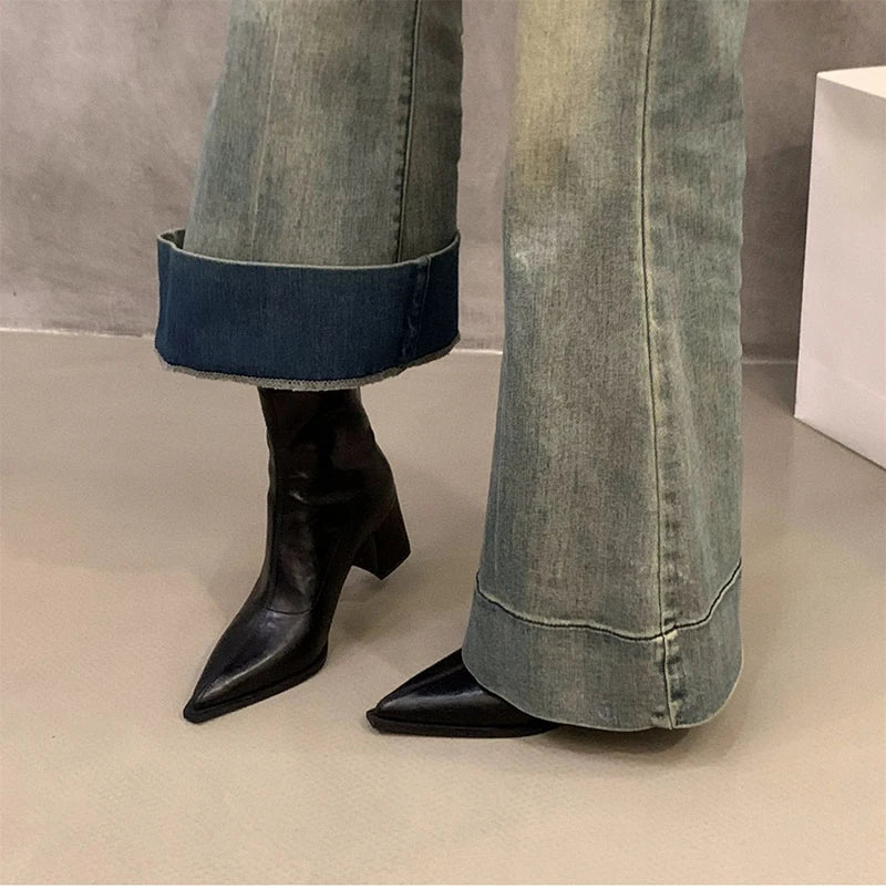 Ghete Chelsea UETEEY, de designer, vintage - Înălțimea tocului 5-8 cm, EU 36-41