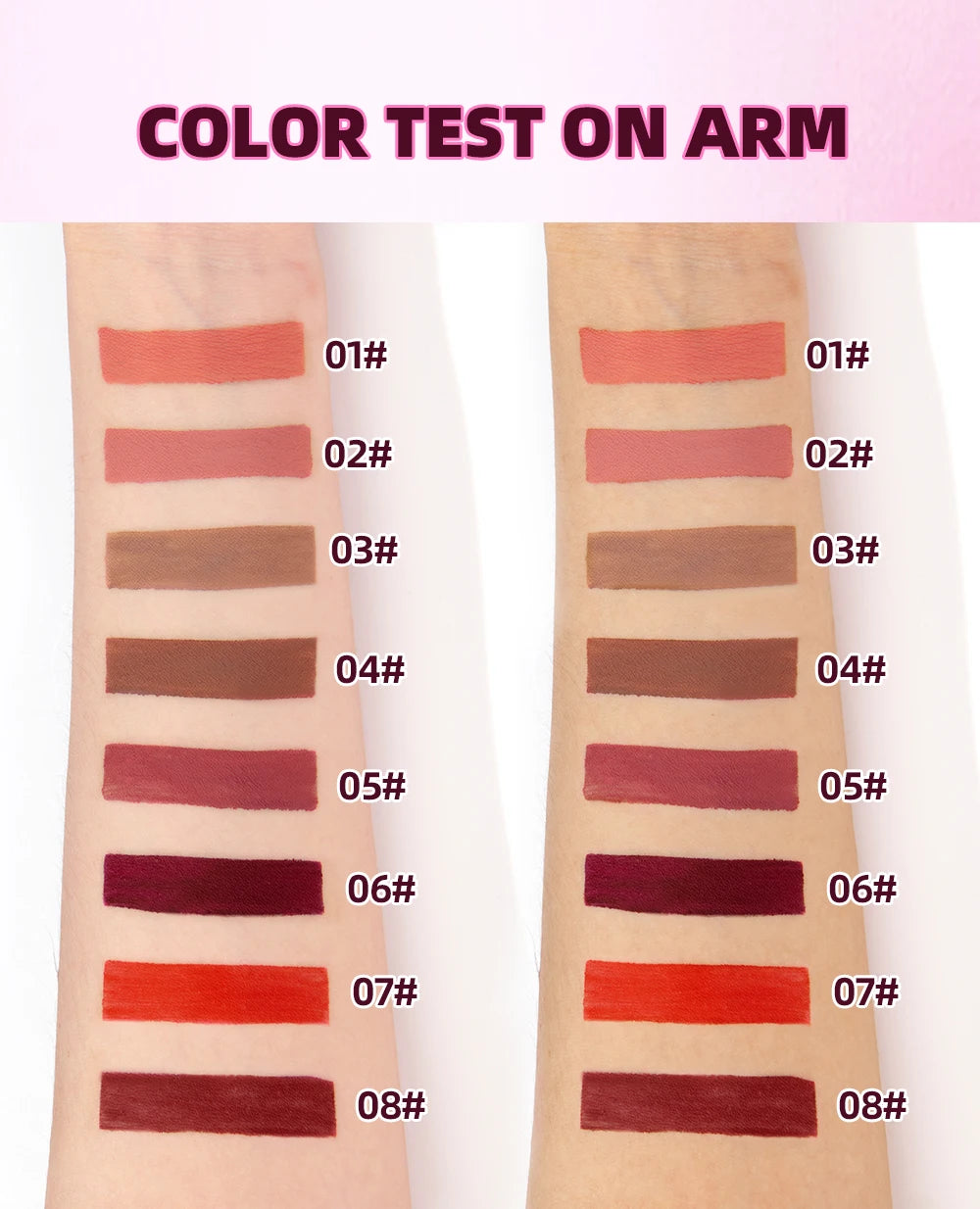 QiBest Matte Lipgloss Waterproof - 8 Farben 5ml Langanhaltend