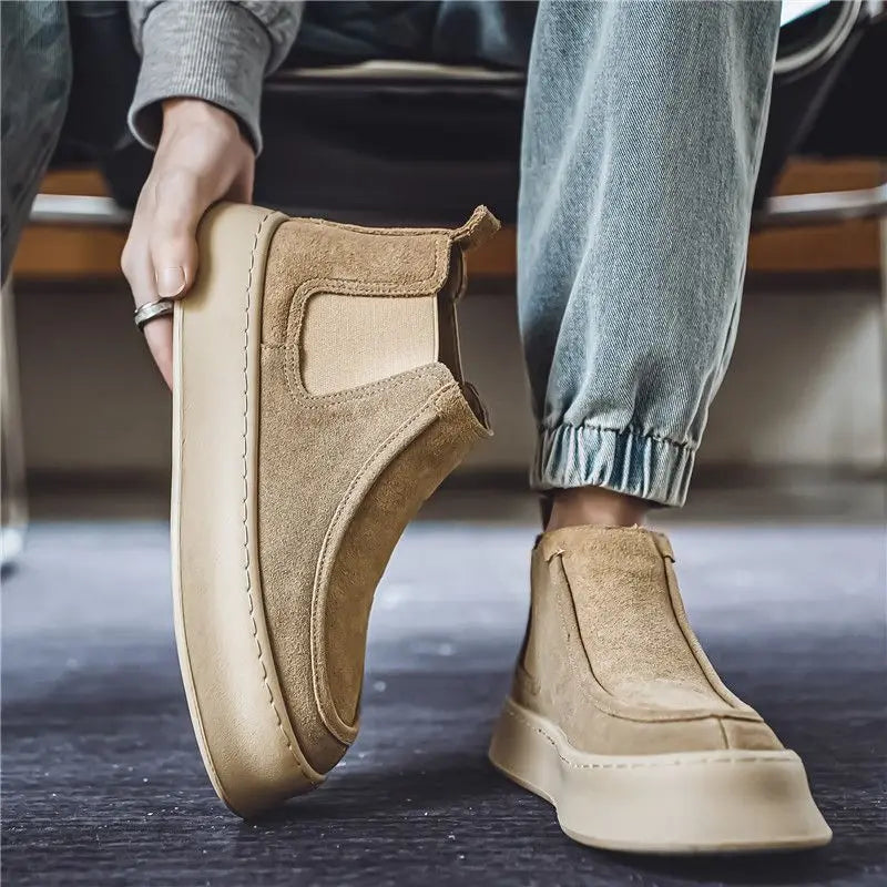 Ghete Chelsea Shangkaka cu platformă, croială înaltă - Mărimea 44, Înălțimea tocului 2 cm, Înălțimea gleznei