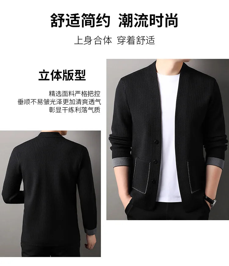 CN Cardigan Einfarbig - V-Ausschnitt, Polyester, Einreihiger Verschluss