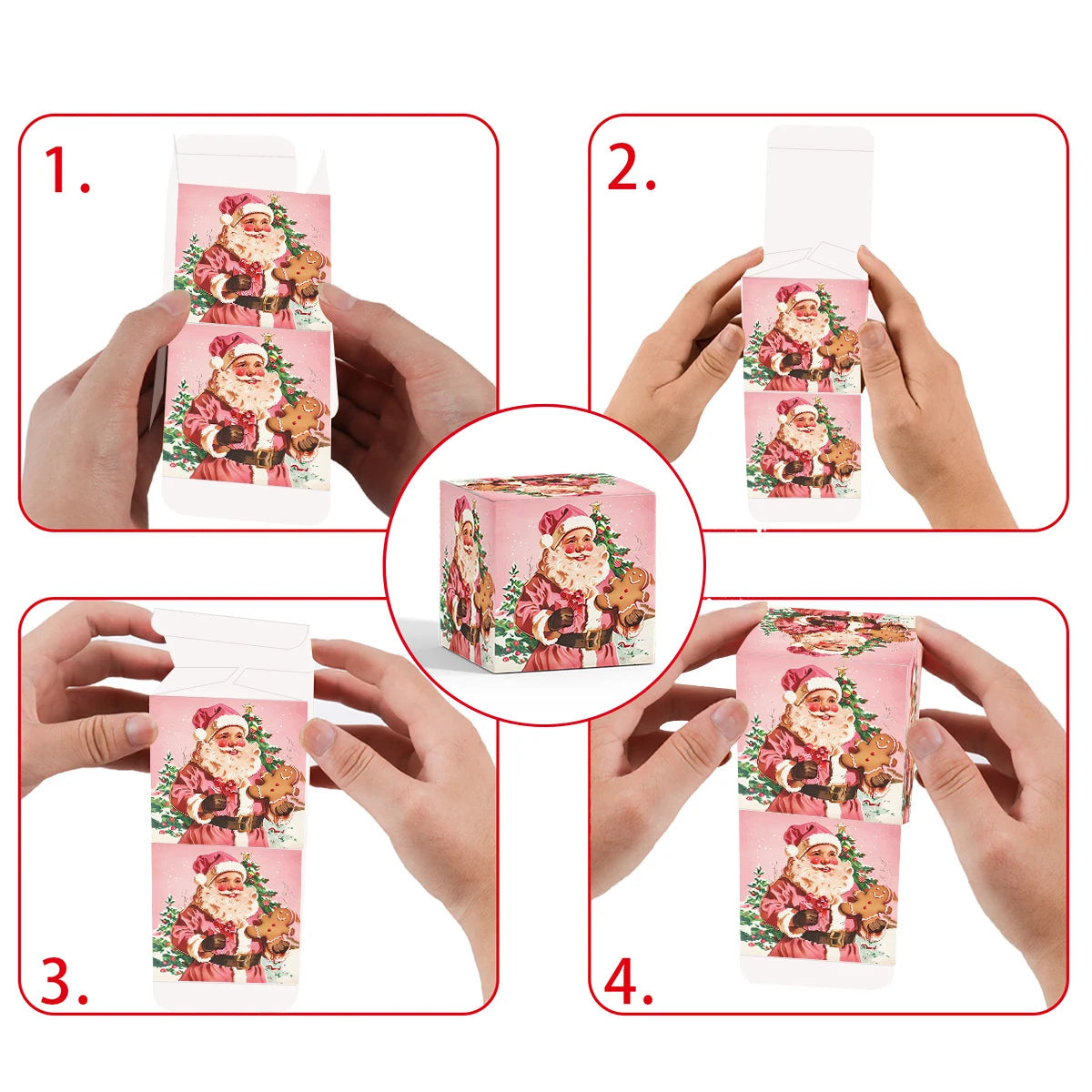 WEIGAOCN Weihnachts Box Pink Santa Kompakt - Inhalt 6/12 Stück Papier