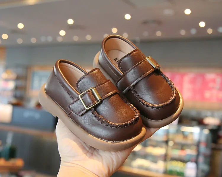 Jungen Casual Schuhe 2025 - Kleinkind Flache Loafer Slip-On - Frühling Herbst Runde Zehen Klassische Schnalle Hochzeit