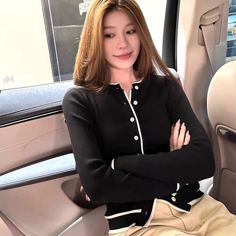 ZOKICN Patchwork Strickcardigan - Slim Langarm Weiß Größe M, Gewicht 120–220 g/m²