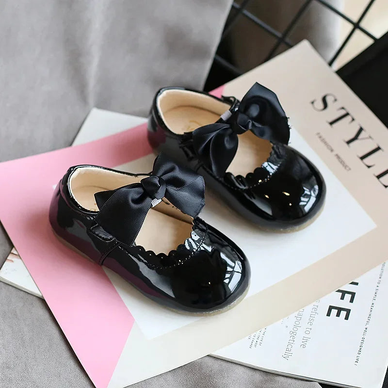 Baby Prinzessin Mädchen Schuhe 2025 - Frühling Herbst Süße Schleife Lackleder - Tanzschuhe Erste Laufschuhe Kinder